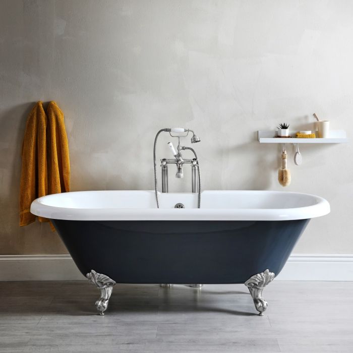 Milano Hest - Stone Grey Traditional Double-Ended Freestanding Bath - 1795mm x 785mm (No Tap-Holes)