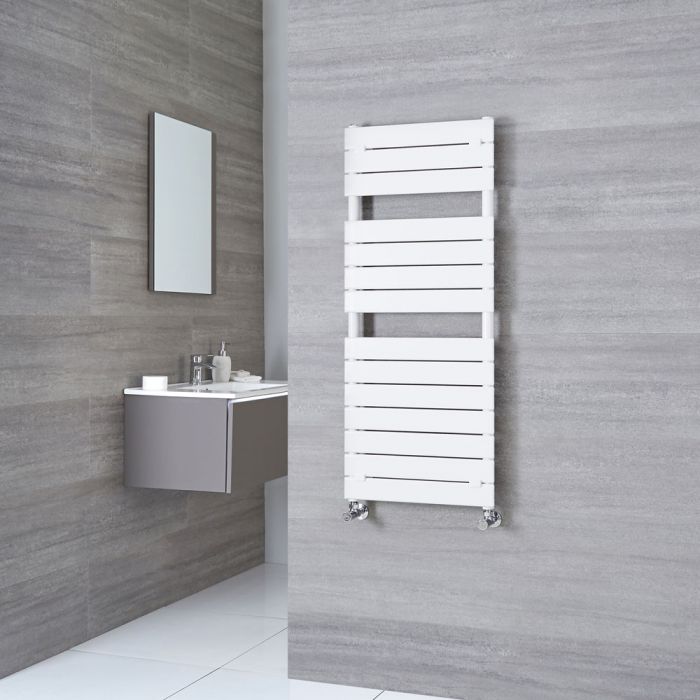 Milano Lustro - White Designer Flat Panel Heated Towel Rail - 1213mm x 500mm