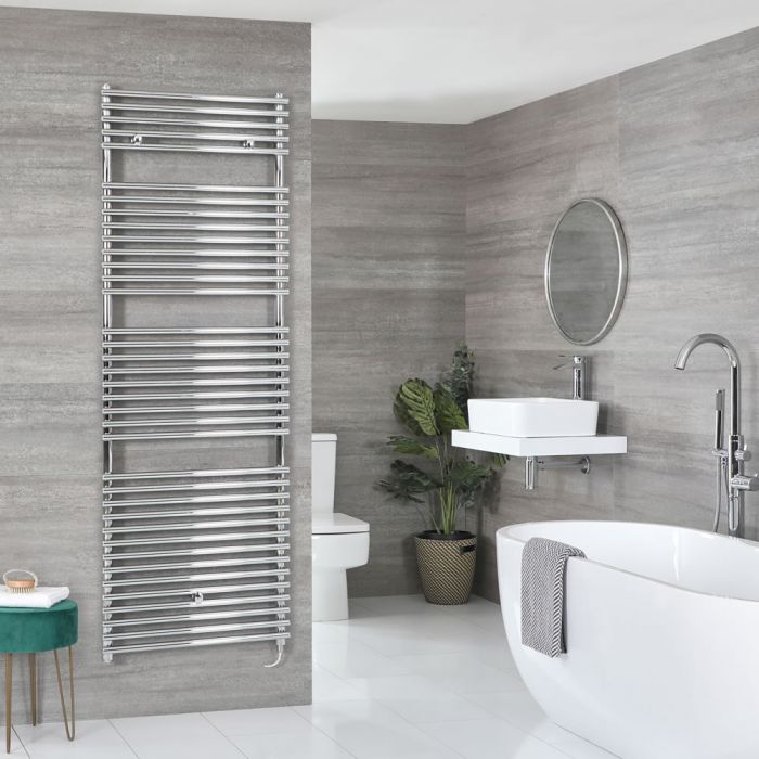 Milano Arno Electric - Chrome Bar on Bar Heated Towel Rail - Choice of Size and Heating Element