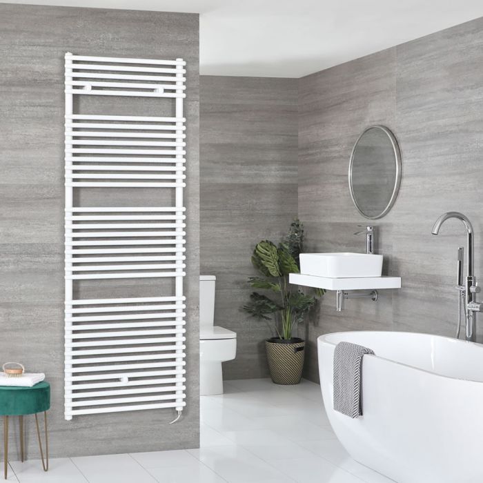 Milano Arno Electric - White Bar on Bar Heated Towel Rail - Choice of Size and Heating Element