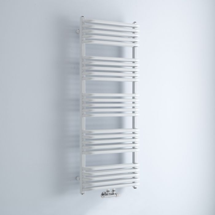 Milano Bow - White D-Bar Heated Towel Rail - 1269mm x 500mm