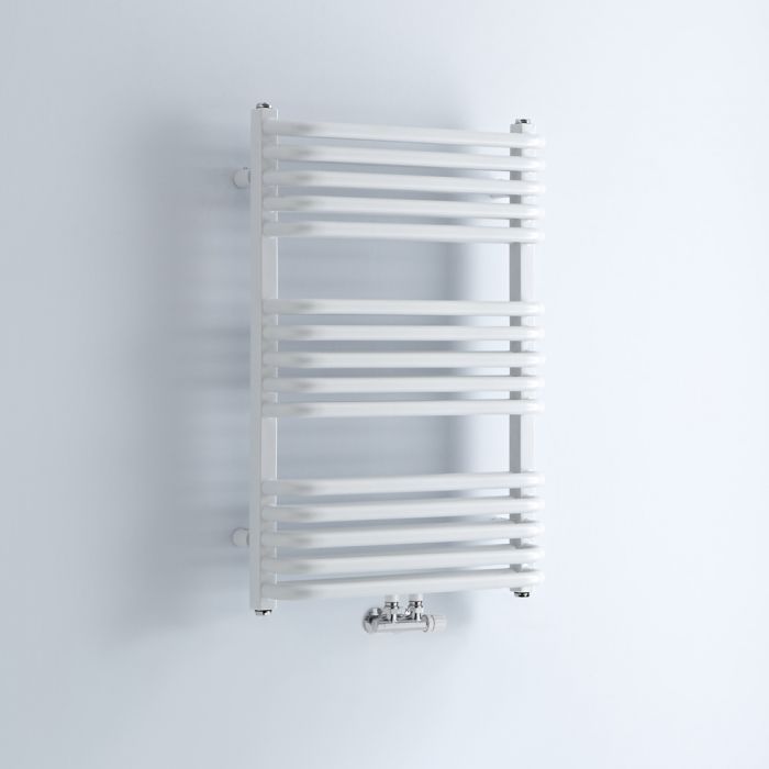 Milano Bow - White D-Bar Heated Towel Rail - 736mm x 500mm