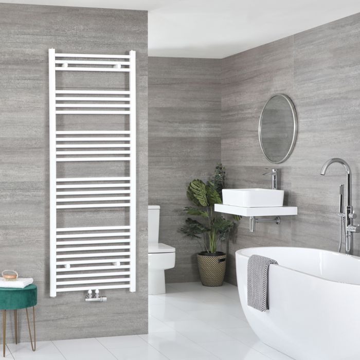 Milano Neva - White Central Connection Heated Towel Rail - 1600mm x 600mm