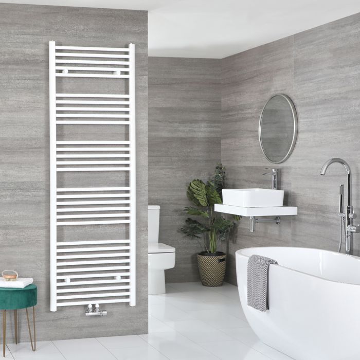 Milano Neva - White Central Connection Heated Towel Rail - 1785mm x 600mm