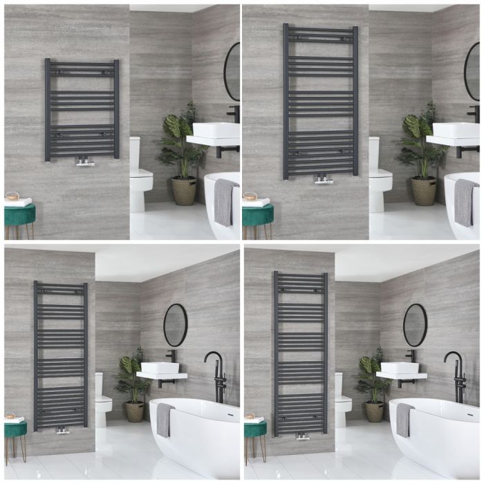 Milano Neva - Anthracite Central Connection Heated Towel Rail - Choice of Size