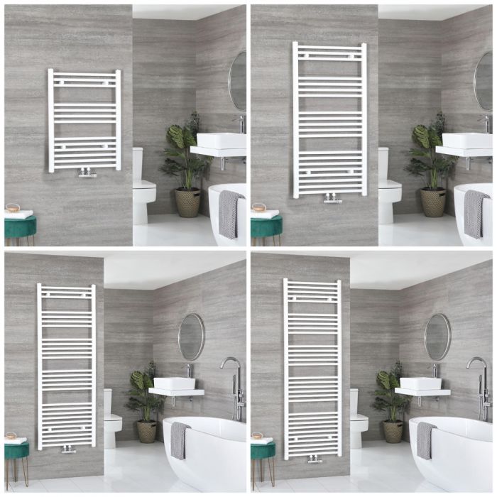 Milano Neva - White Central Connection Heated Towel Rail - Choice of Size