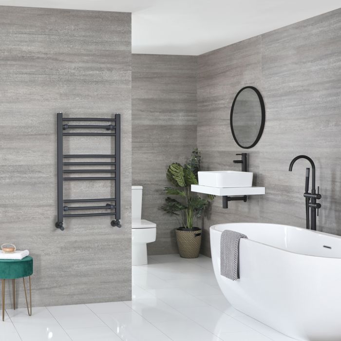 Milano Artle - Anthracite Curved Heated Towel Rail - 800mm x 500mm