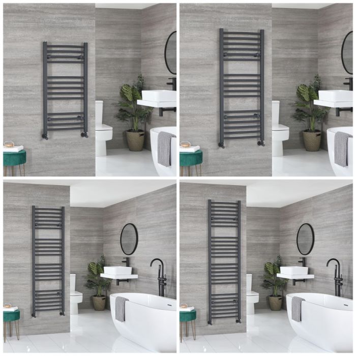 Milano Artle - Anthracite Curved Heated Towel Rail - Choice of Size
