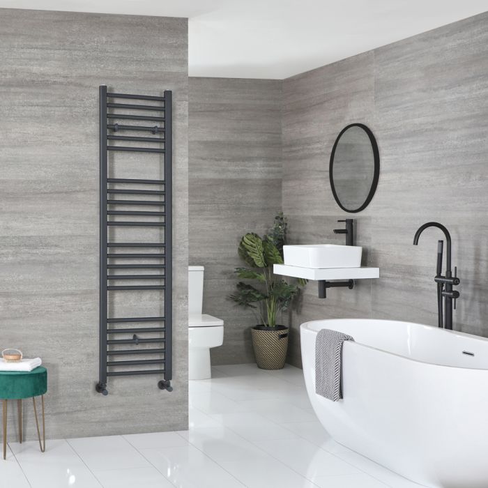 Milano Artle - Anthracite Straight Heated Towel Rail - 1600mm x 400mm
