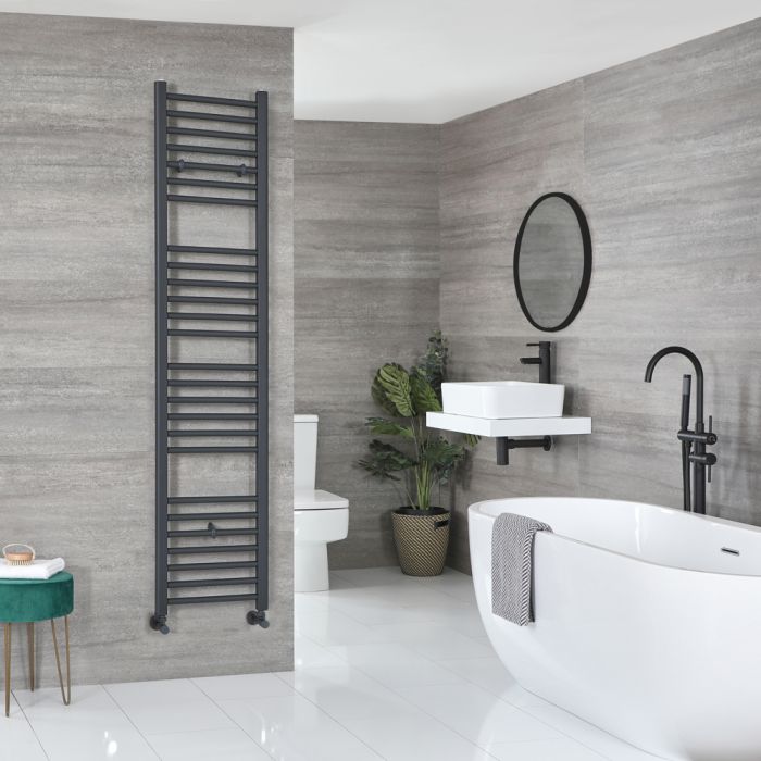 Milano Artle - Anthracite Straight Heated Towel Rail - 1800mm x 400mm