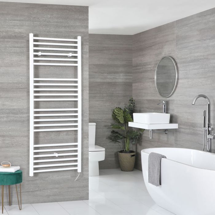 Milano Ive Electric - White Straight Heated Towel Rail - 1600mm x 500mm
