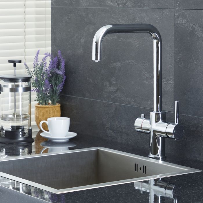 Milano Mirage - Modern 3-in-1 Instant Boiling Hot Water Kitchen Tap - Chrome
