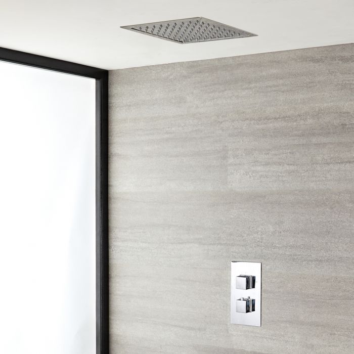 Milano Arvo - Chrome Thermostatic Shower with Recessed Shower Head (1 Outlet)