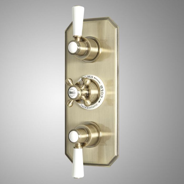 Milano Elizabeth - Traditional Concealed Thermostatic Triple Shower Valve - Brushed Gold