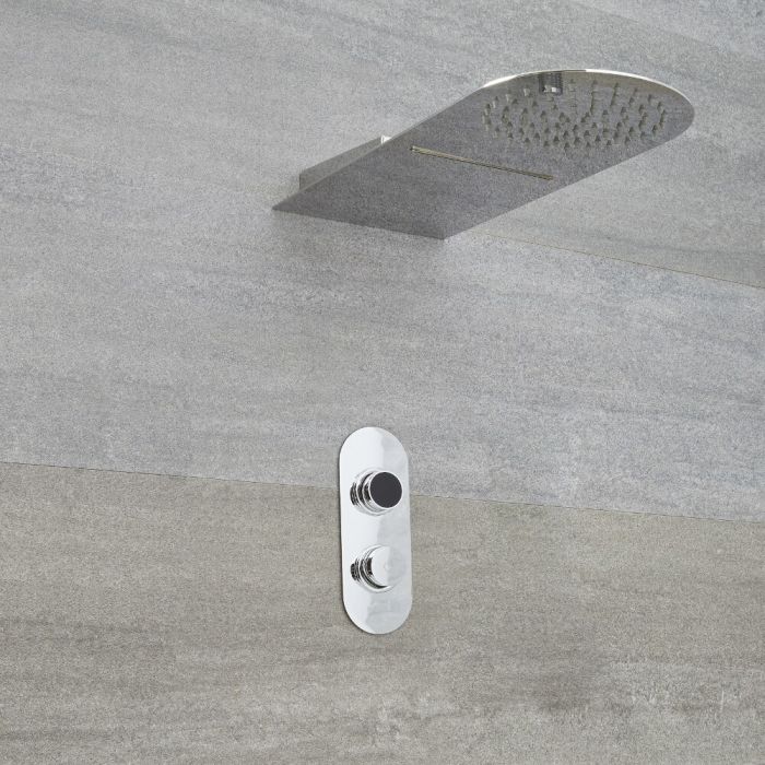 Milano Vis - Chrome Thermostatic Digital Shower with Round Waterblade Shower Head (2 Outlet)
