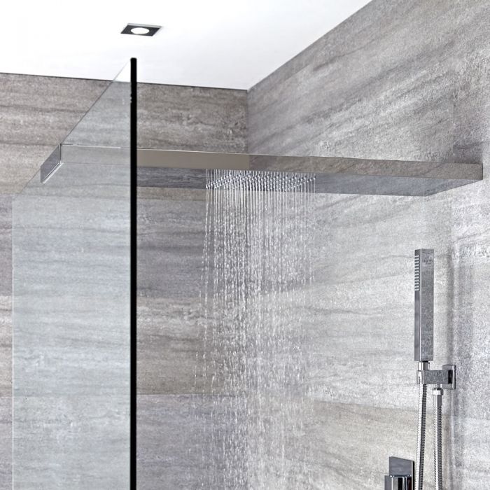 Milano Vaso - Modern Wall Mounted 1000mm Glass-Grabbing Shower Head - Chrome