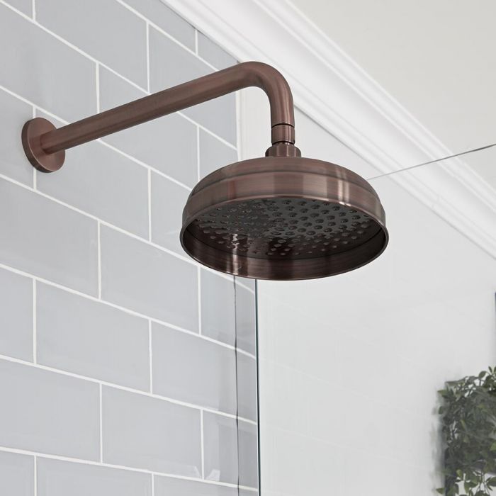 Milano Elizabeth - Oil Rubbed Bronze 200mm Traditional Apron Shower Head and Wall Arm