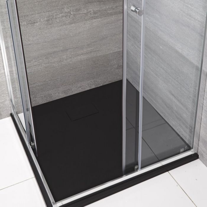Milano Rasa - Anthracite Slate Effect Square Shower Tray - 900mm