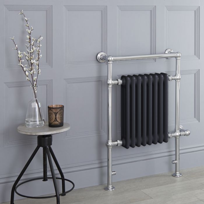 Milano Elizabeth - Anthracite Traditional Electric Heated Towel Rail - 930mm x 620mm