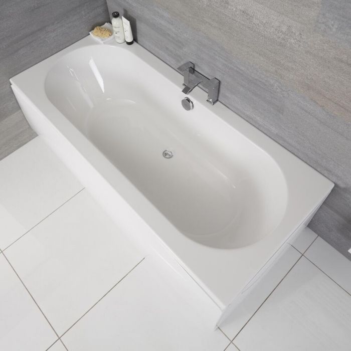 Milano Overton - White Modern Double-Ended Standard Bath - 1700mm x 700mm