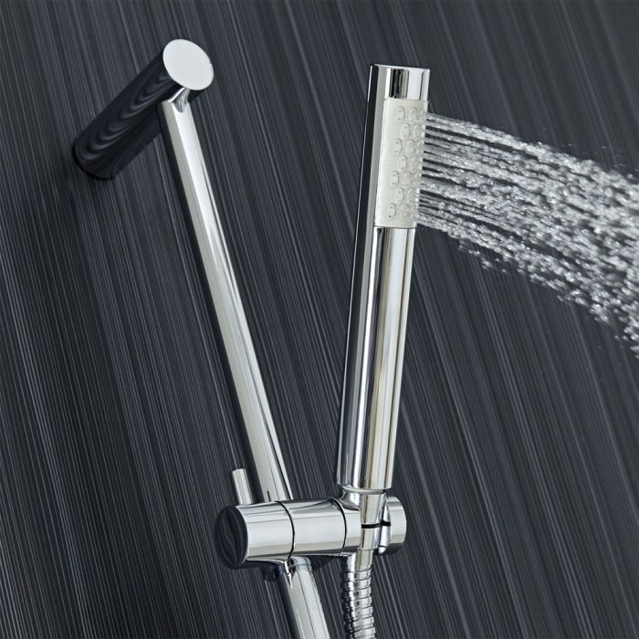 Milano Tec - Modern Shower Riser Rail Kit with Hand Shower and Outlet Elbow - Chrome