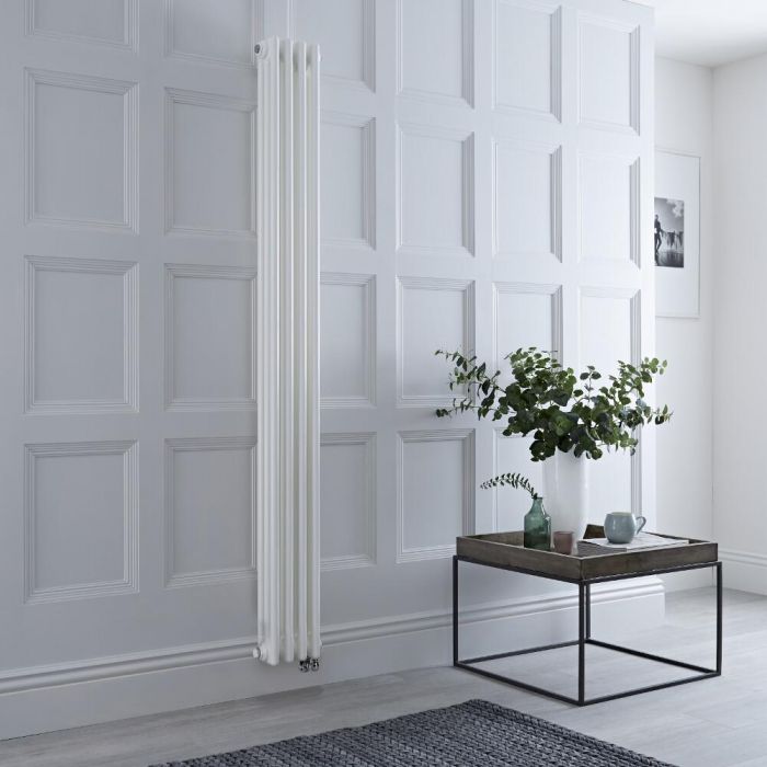 Milano Windsor - White Vertical Traditional Electric Column Radiator - 1800mm x 200mm (Triple Column) - Choice of Wi-Fi Thermostat