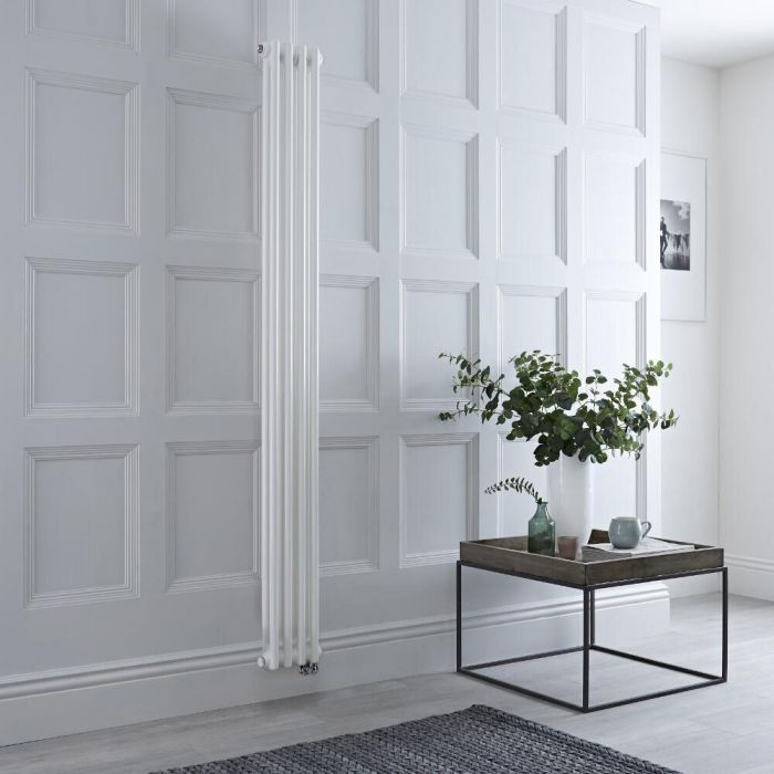 Milano Windsor - White Vertical Traditional Electric Column Radiator - 1500mm x 200mm (Double Column) - Choice of Wi-Fi Thermostat