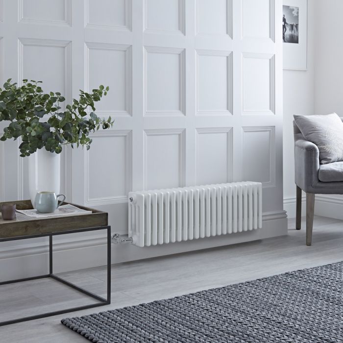 Milano Windsor Electric - Traditional White 4 Column Radiator - 300mm x 1010mm (Horizontal) - with Choice of Wi-Fi Thermostat