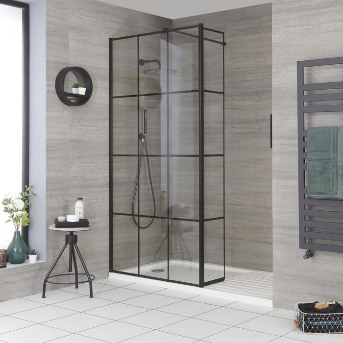 Milano Barq - Walk-In Shower Enclosure with Tray - Choice of Sizes and Hinged Return Panel Option