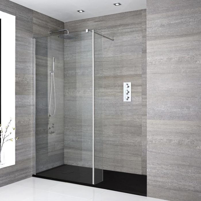 Milano Portland - Walk-In Shower Enclosure with Slate Tray - Choice of Sizes and Hinged Return Panel Option