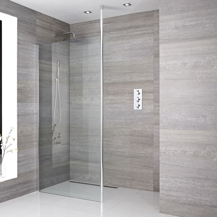 Milano Alto - Wet Room Shower Enclosure - Choice of Glass Size and Drain