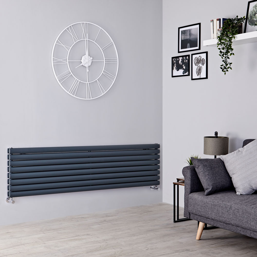 Milano Aruba - Anthracite Horizontal Designer Radiator - 472mm x 1600mm (Double Panel)