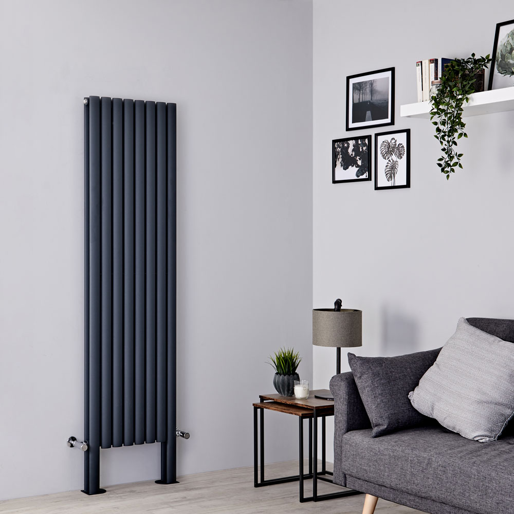 Milano Aruba Plus - Anthracite Vertical Designer Radiator - 1800mm x 472mm (Double Panel)