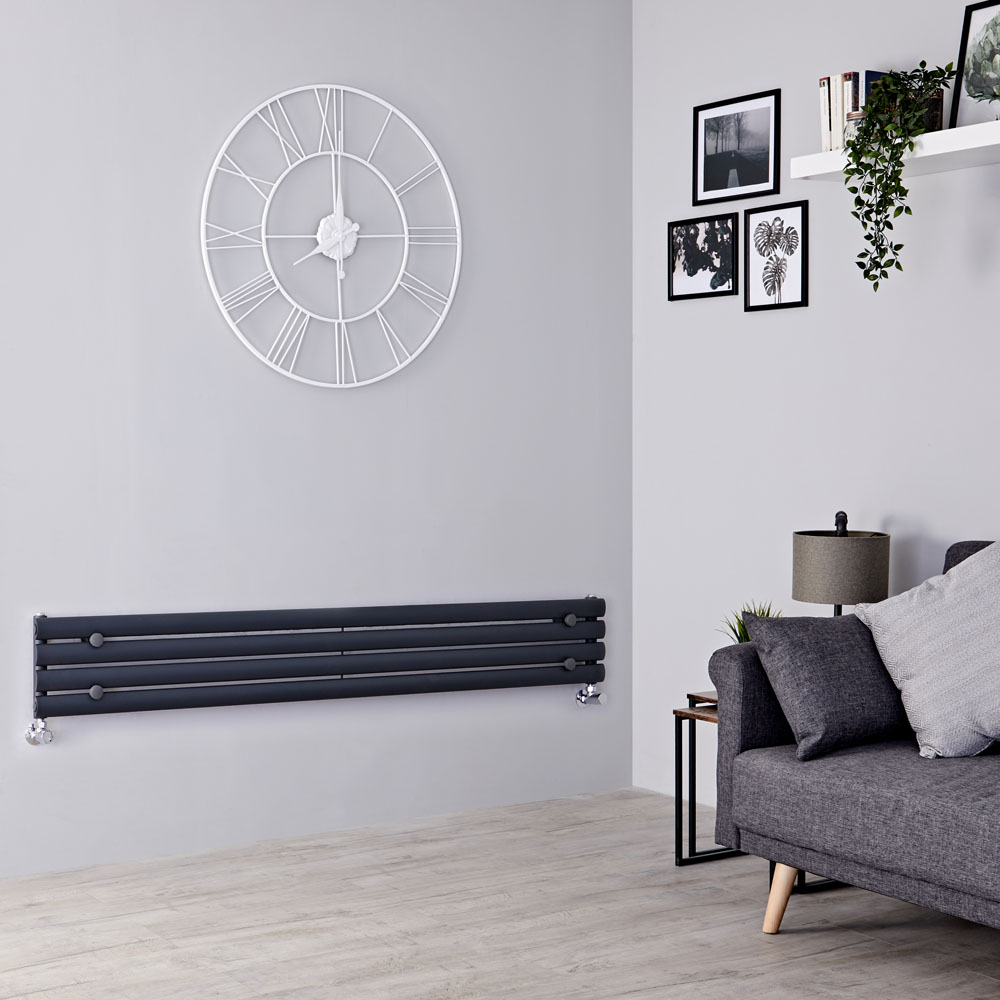 Milano Aruba Slim - Anthracite Space-Saving Horizontal Designer Radiator - 236mm x 1600mm