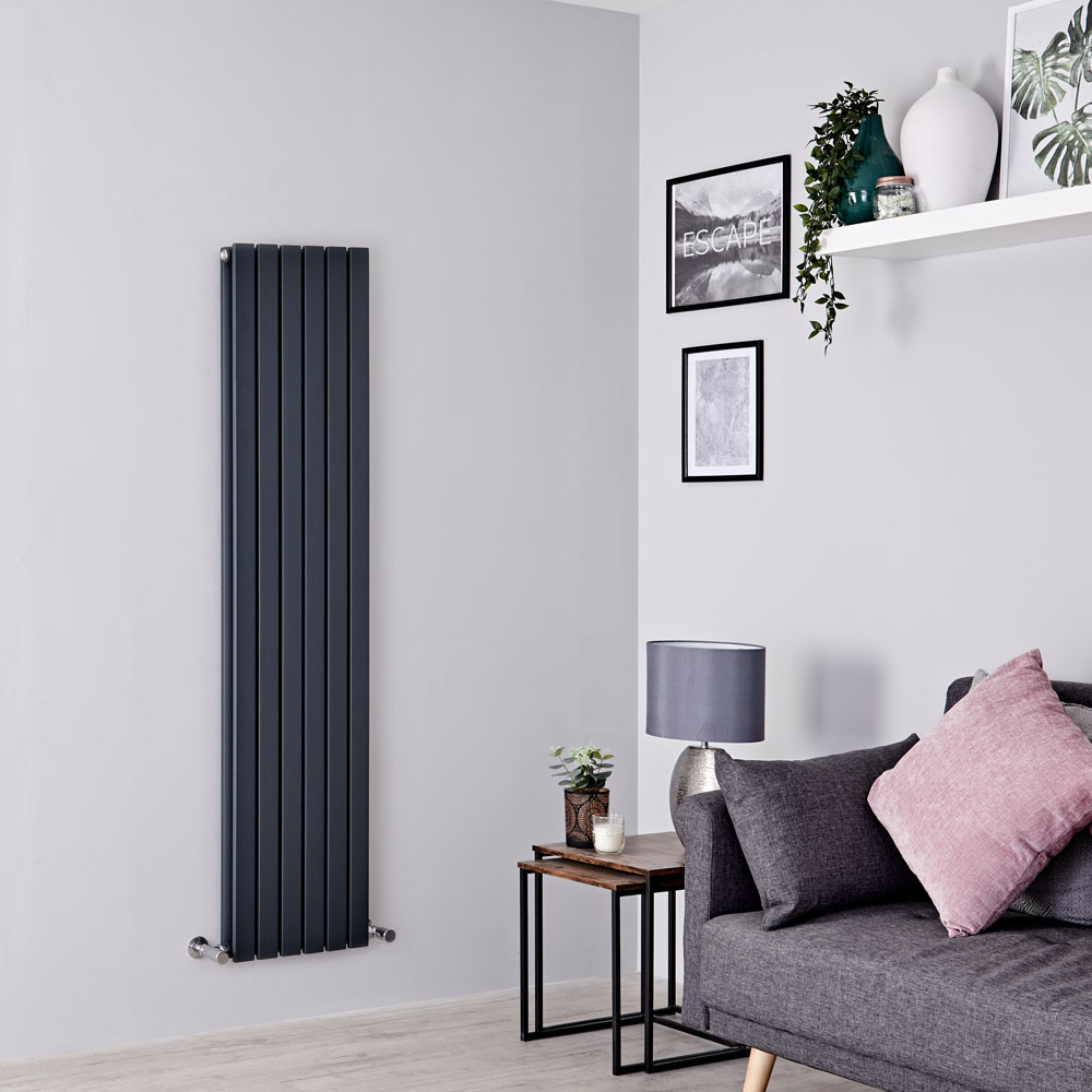 Milano Capri - Anthracite Flat Panel Vertical Designer Radiator - 1600mm x 354mm (Double Panel)
