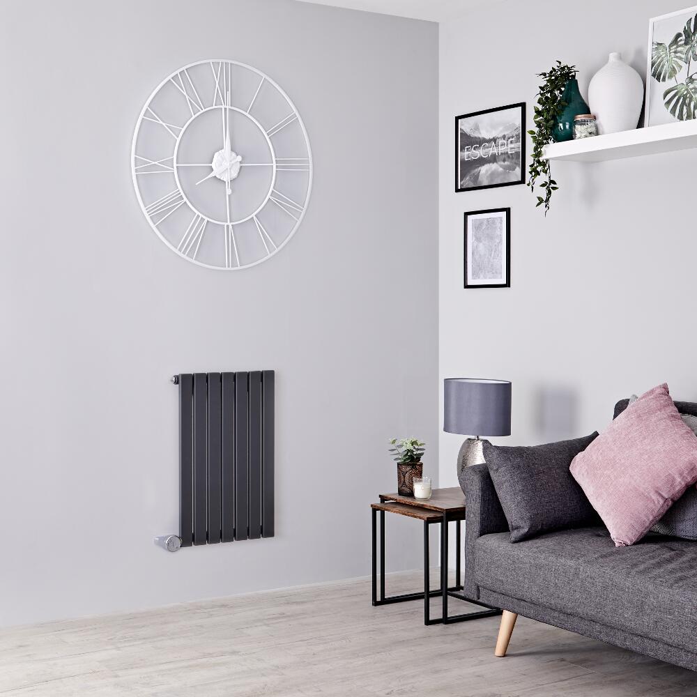 Milano Capri Electric - Anthracite Flat Panel Horizontal Designer Radiator - 635mm x 420mm