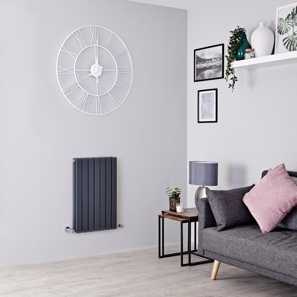 Milano Capri - Anthracite Flat Panel Horizontal Designer Radiator - 635mm x 420mm (Double Panel)
