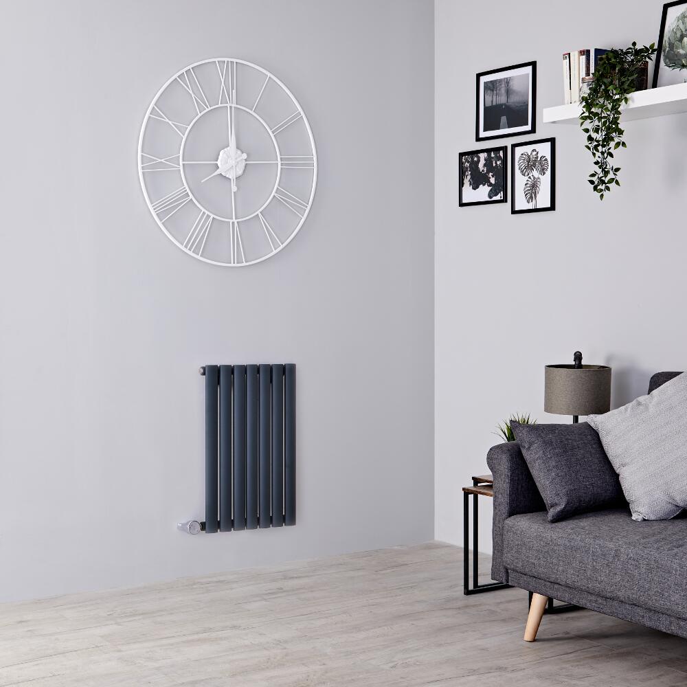 Milano Aruba Electric - Anthracite Horizontal Designer Radiator - 635mm x 415mm