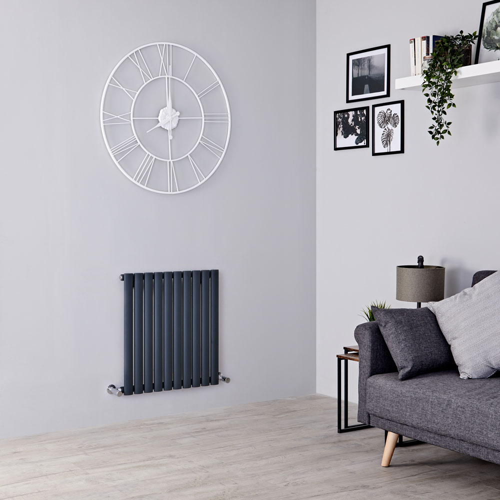 Milano Aruba - Anthracite Horizontal Designer Radiator - 635mm x 595mm