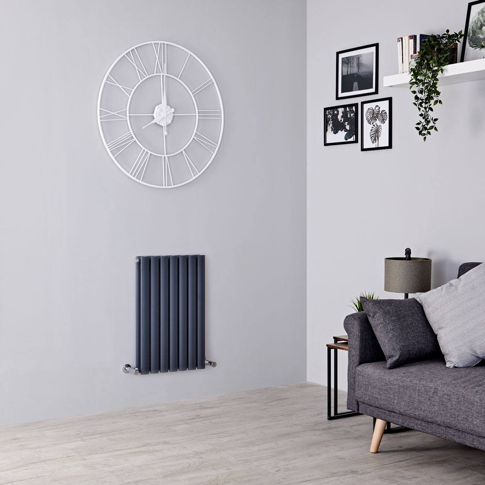 Milano Aruba - Anthracite Horizontal Designer Radiator - 635mm x 415mm (Double Panel)