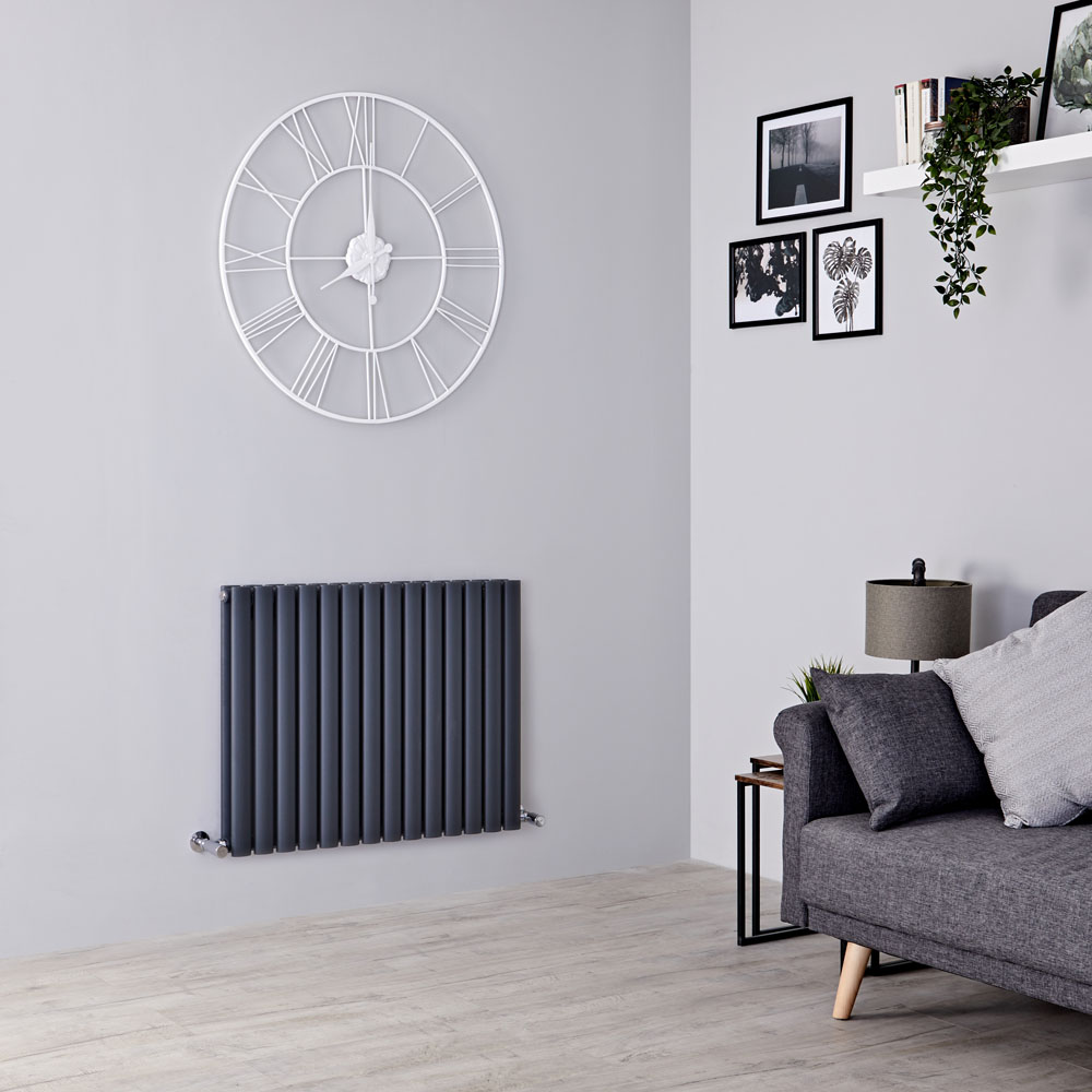 Milano Aruba - Anthracite Horizontal Designer Radiator - 635mm x 834mm (Double Panel)