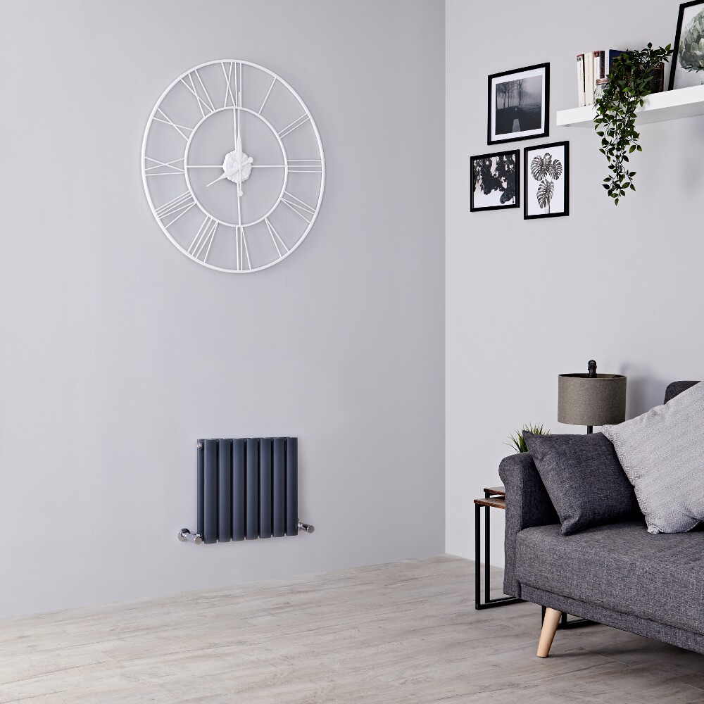 Milano Aruba - Anthracite Horizontal Designer Radiator - 400mm x 415mm (Double Panel)