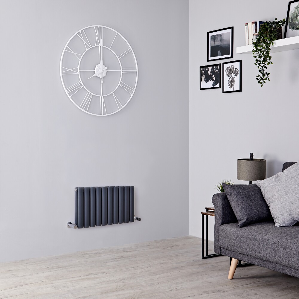 Milano Aruba - Anthracite Horizontal Designer Radiator - 400mm x 595mm (Double Panel)