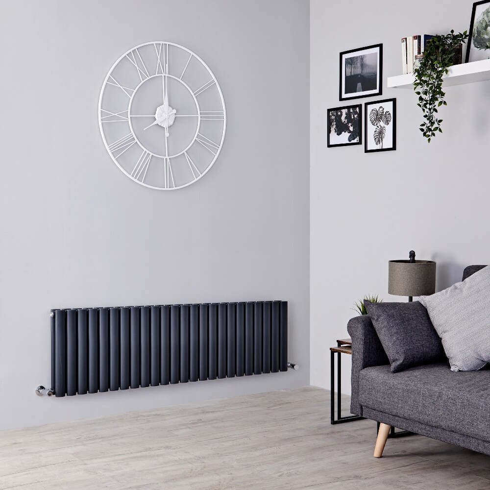 Milano Aruba - Anthracite Horizontal Designer Radiator - 400mm x 1411mm (Double Panel)