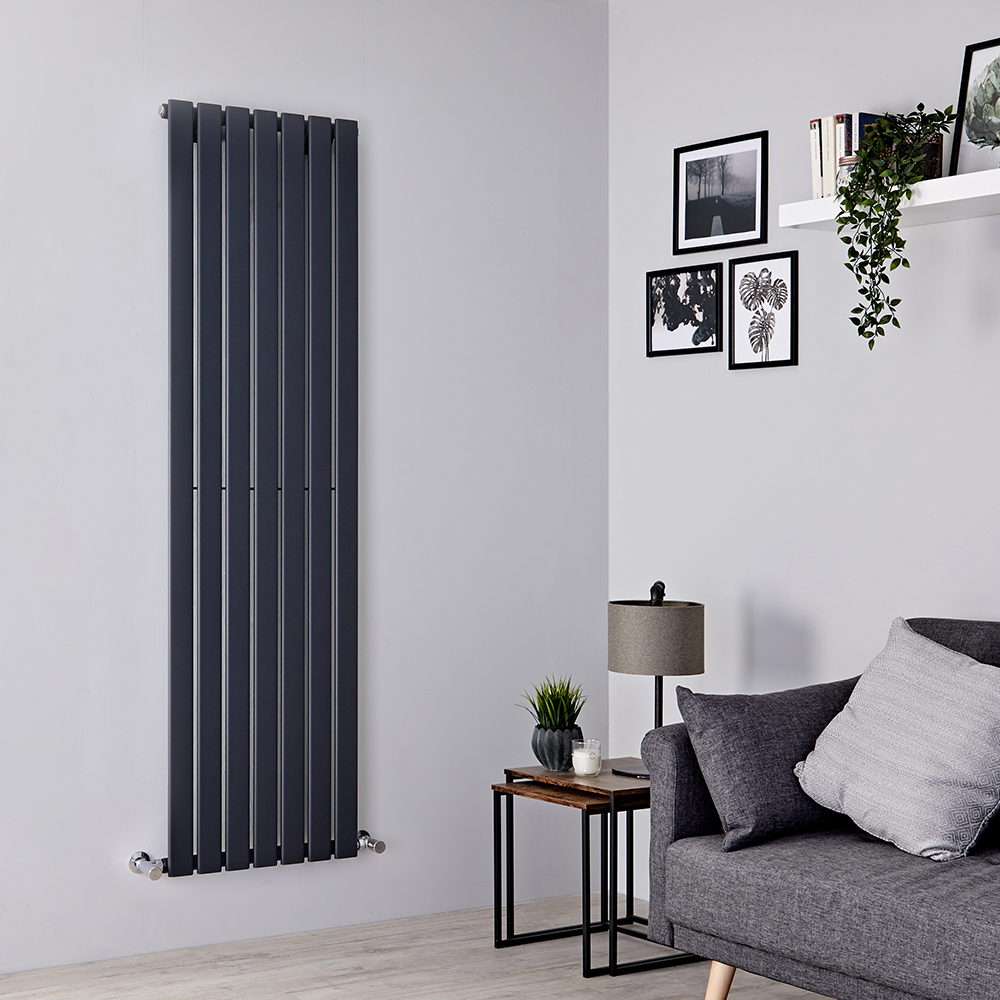 Milano Alpha - Anthracite Flat Panel Vertical Designer Radiator - 1600mm x 490mm