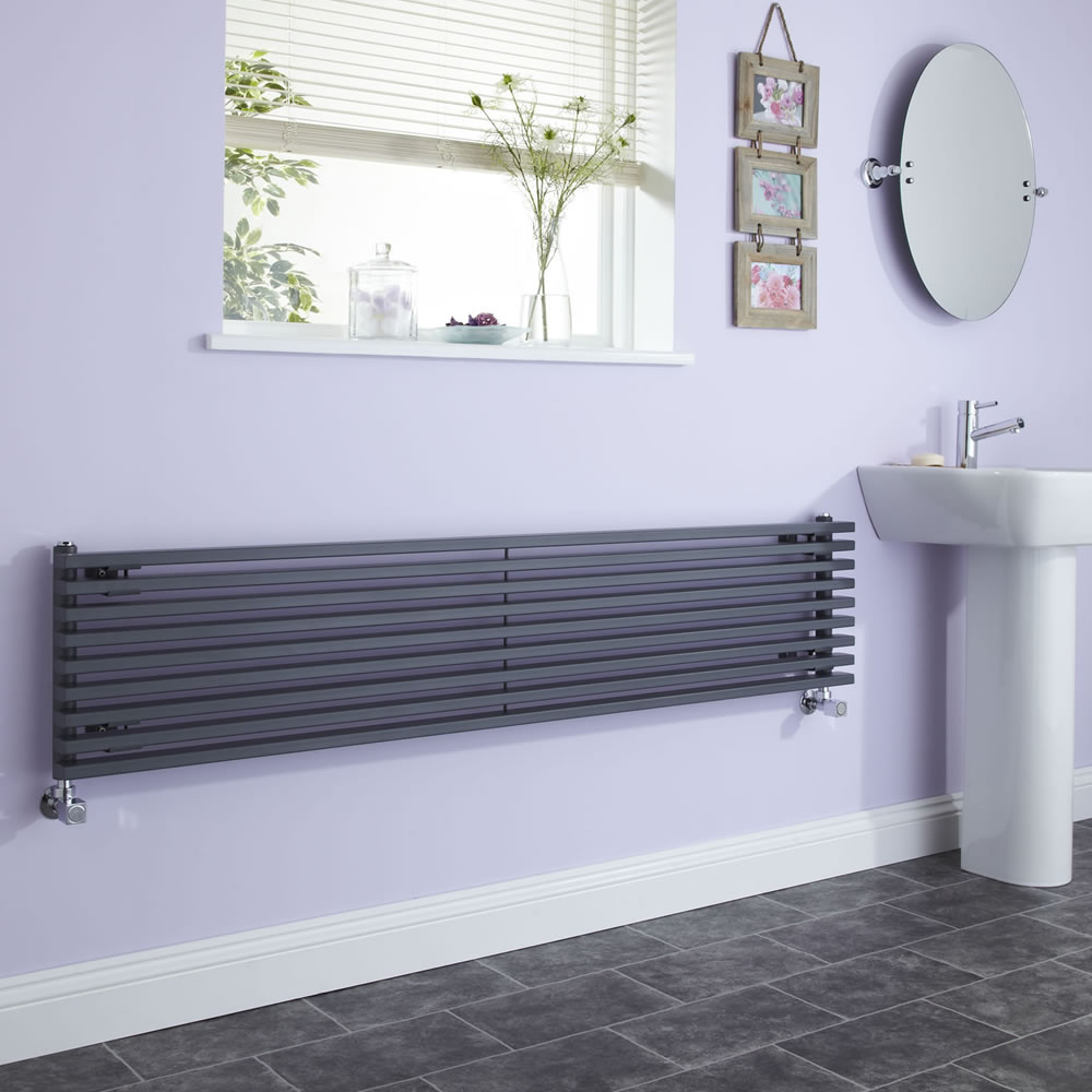 Milano Cayos - Anthracite Horizontal Designer Radiator - 342mm x 1600mm