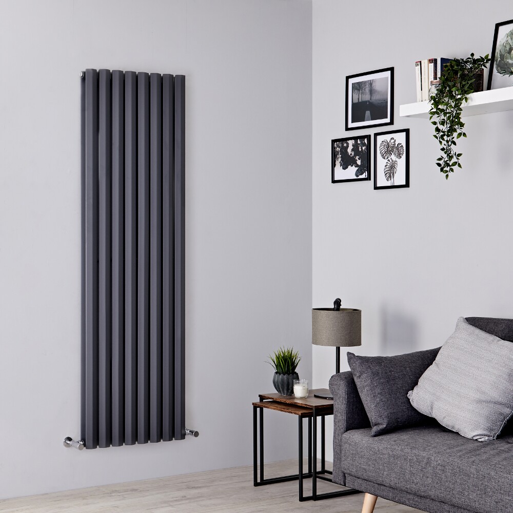Milano Viti - Anthracite Diamond Panel Vertical Designer Radiator - 1600mm x 560mm (Double Panel)