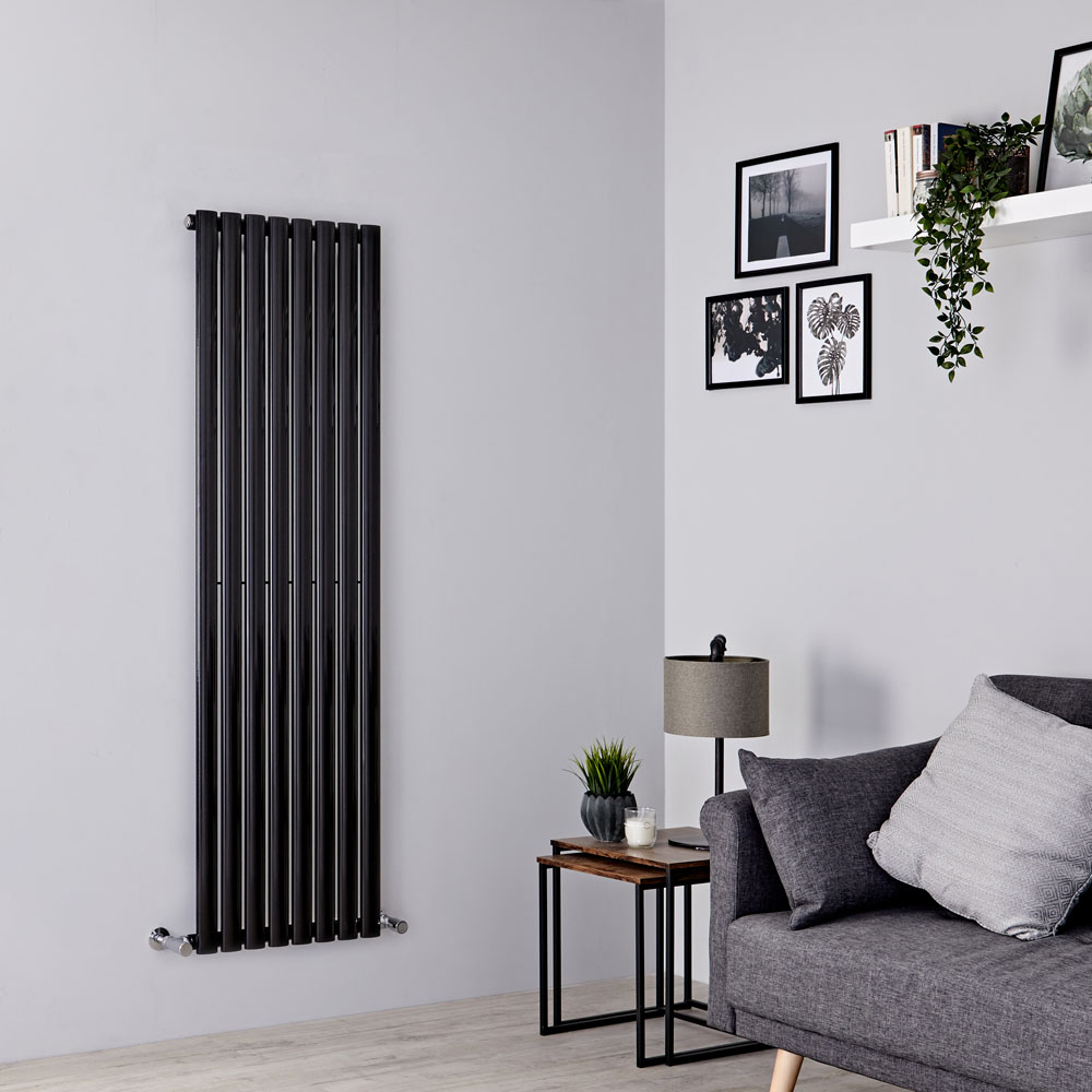 Milano Aruba - Black Vertical Designer Radiator - 1600mm x 472mm