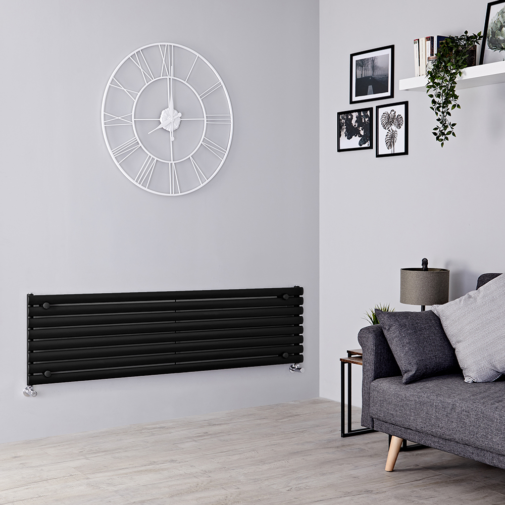 Milano Aruba - Black Horizontal Designer Radiator - 472mm x 1600mm
