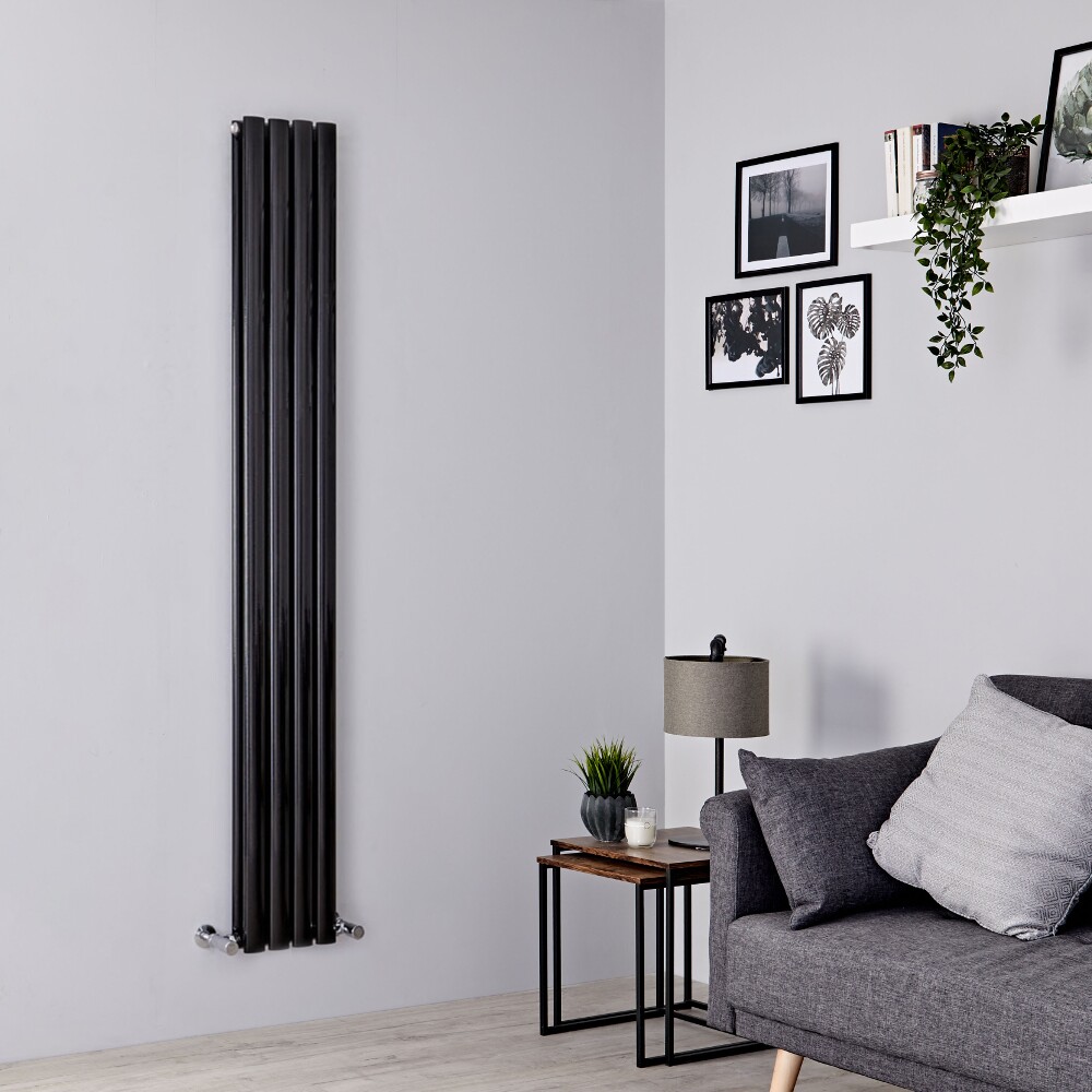 Milano Aruba - Black Space-Saving Vertical Designer Radiator - 1600mm x 236mm